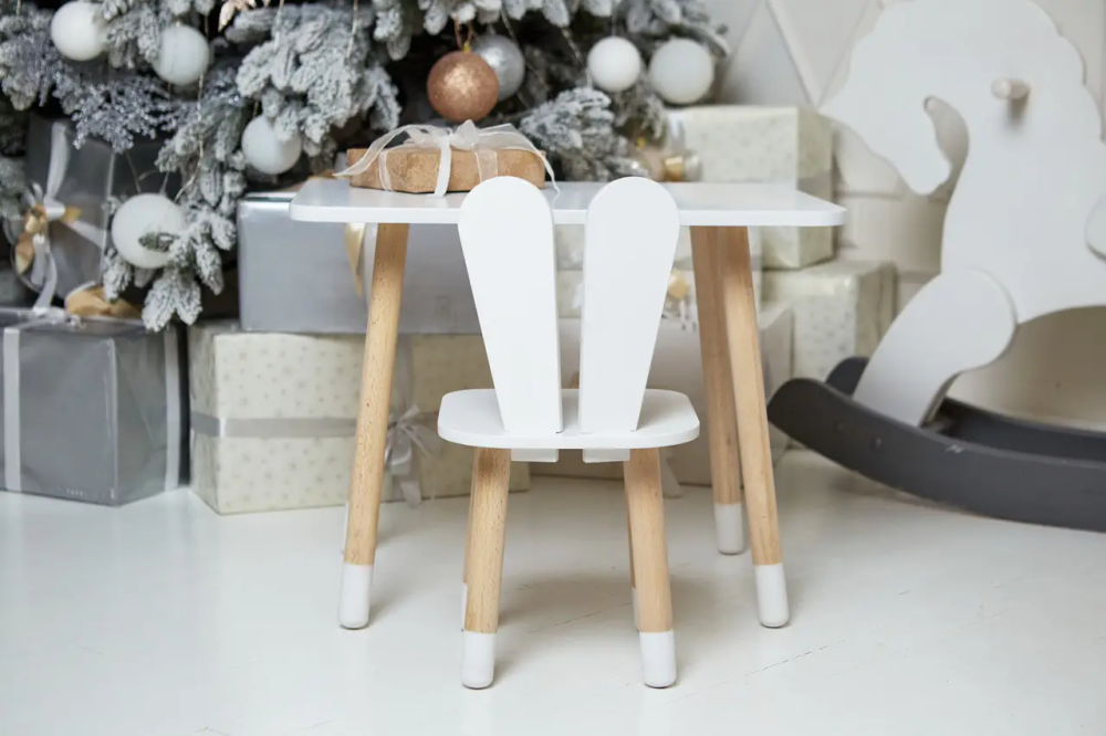 Детский прямоугольный столик (Белый) и стульчик Зайчик (Белый) Винница - изображение 4