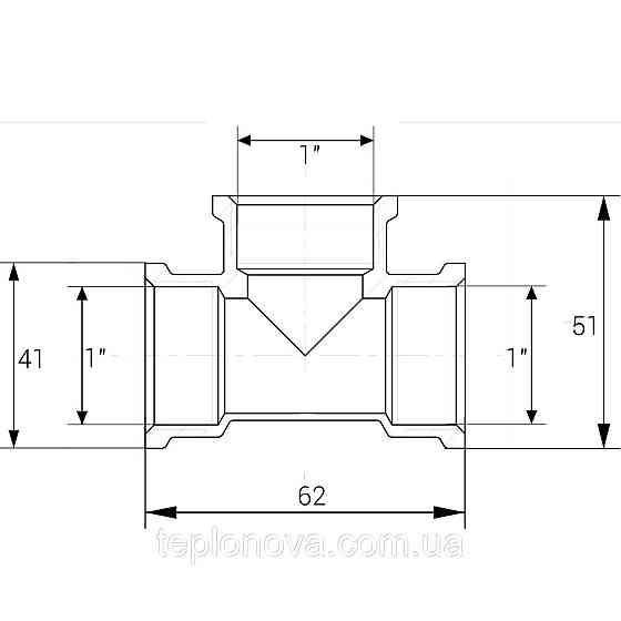 Тройник латунный 1″ВР х 1″ВР х 1″ВР штампованный А0218-1А VA Черновцы