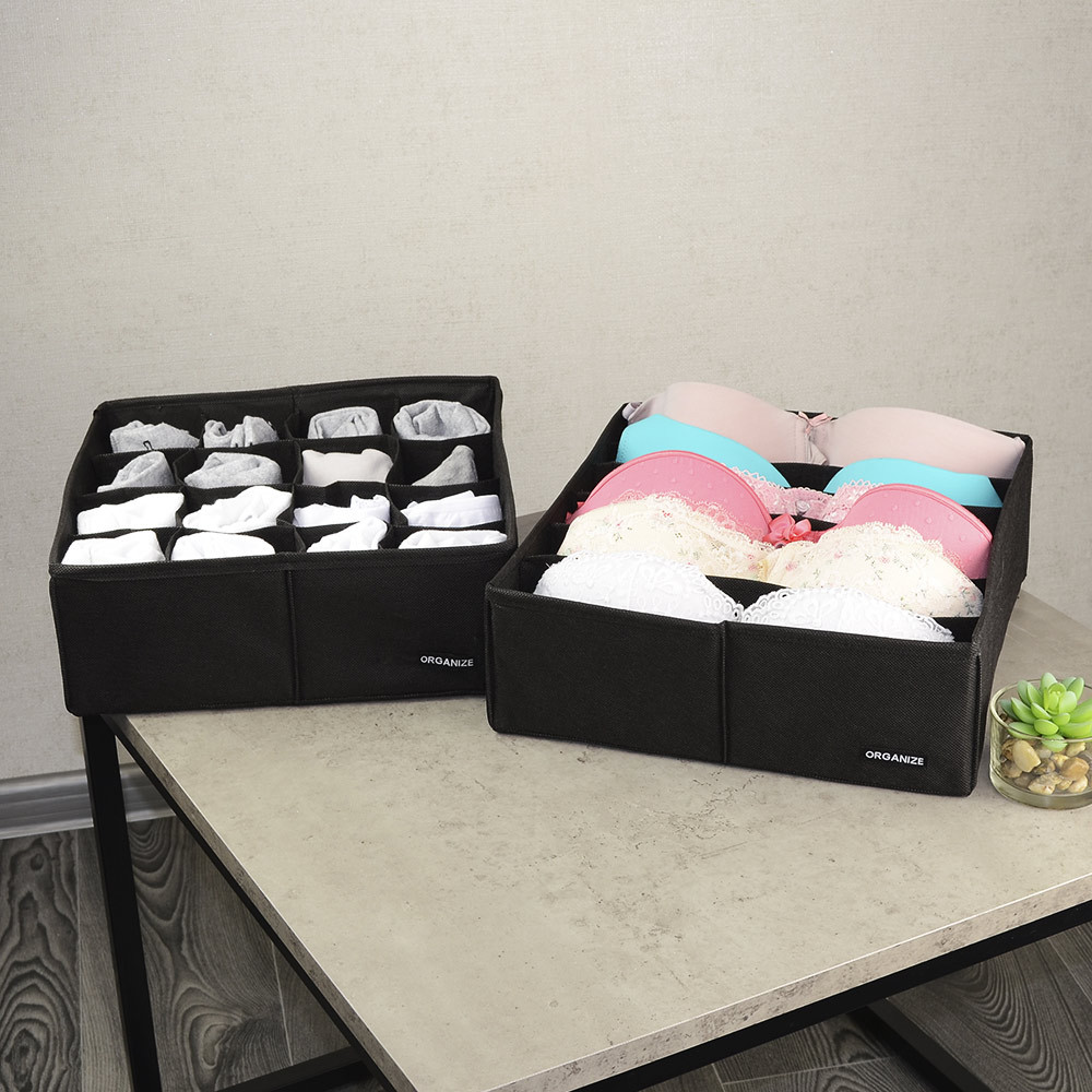Набор органайзеров для нижнего белья 2 шт black002 (Черный) Сумы - изображение 1