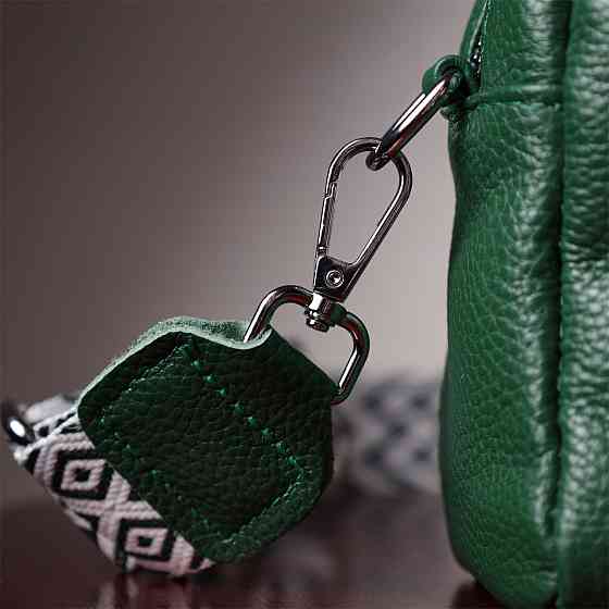 Шкіряна сумка зі стильним бігунком Зелена (Vintage) Київ