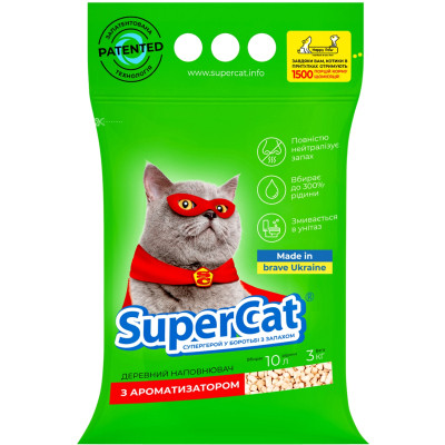 Наполнитель для туалета Super Cat Древесный впитывающий с ароматизатором 3 кг (5 л) (3551) Винница - изображение 1