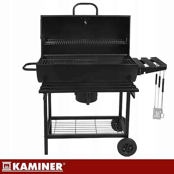 Садовый угольный гриль с крышкой на колесах и аксессуарами Kaminer (27315) Нововолынск