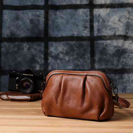 Жіноча сумка з драпіруванням з натуральної шкіри Vintage 22895 Київ