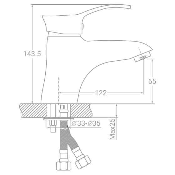 TAU Смеситель s07 Ø40 для раковины литой на шпильке TAU SE-2A145C (9807000) Киев
