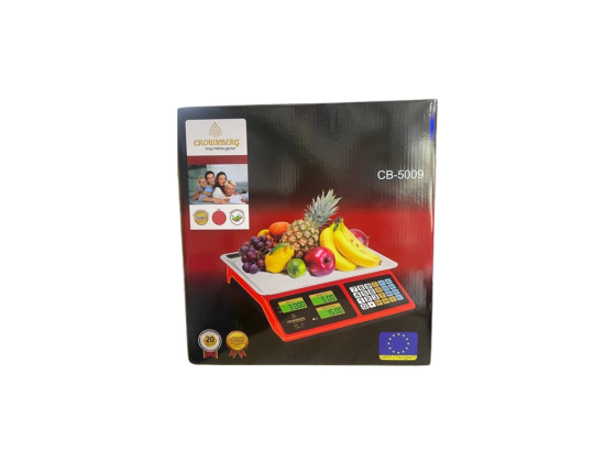 Торговельні електронні ваги Crownberg CB-5009 до 50 кг, платформа 24×35 см, точність 2 г, червоні Київ