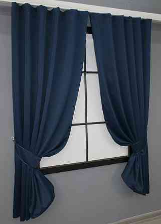 Комплект штор коротких VR-Textil  Блекаут Midnight № 1164ш Темно-синій 140х170 см 2 шт (35-0011) Київ