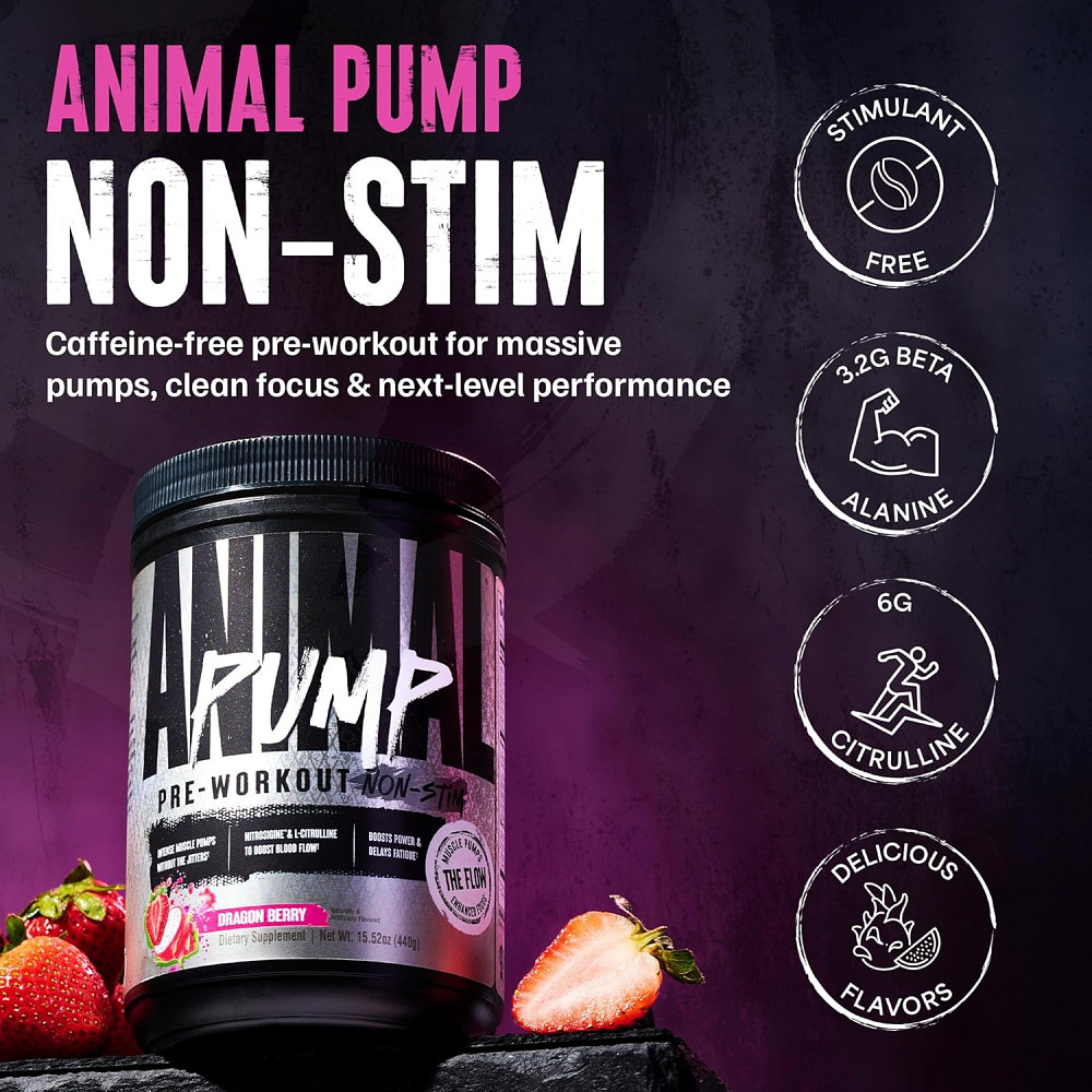 Предтренировочный комплекс Universal Nutrition Animal Pump Non-Stim Powder 440 г, Dragon Berry Луцк - изображение 4