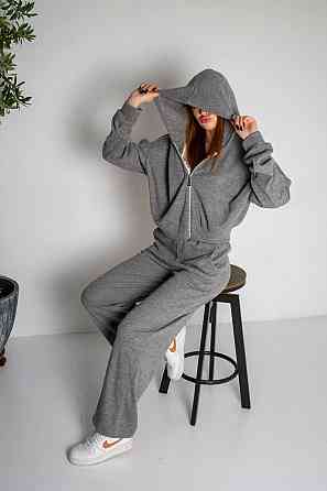 Женский стильный повседневный костюм двойка рубчик Серый Одесса
