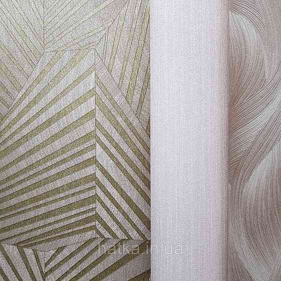 Шпалери метрові вінілові на флізелін дизайнерські Erismann Elle геометрія абстракція смуги рожеві золотом 3д Київ