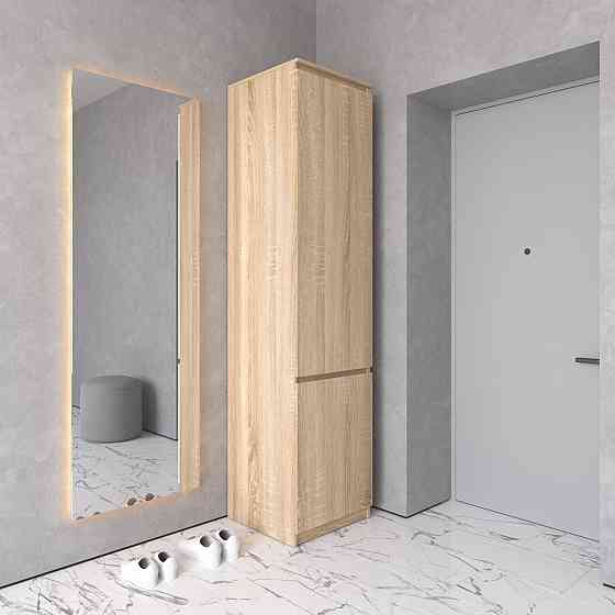 Шафа пенал VAYS R-21 Дуб Сонома, з полицями та штангою, без ручок, ЛДСП, 50×50×211 см - для одягу та взуття, в передпокій Львів