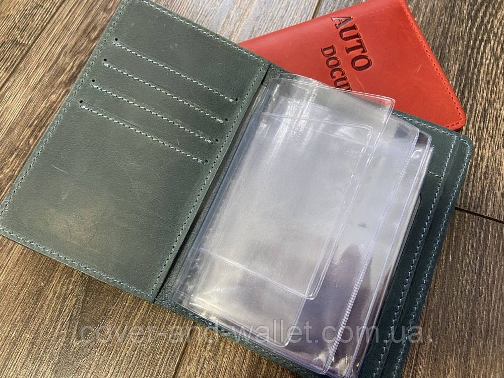 Обкладинка для авто документів із натуральної шкіри синього кольору ST Vintage Київ - фото 2