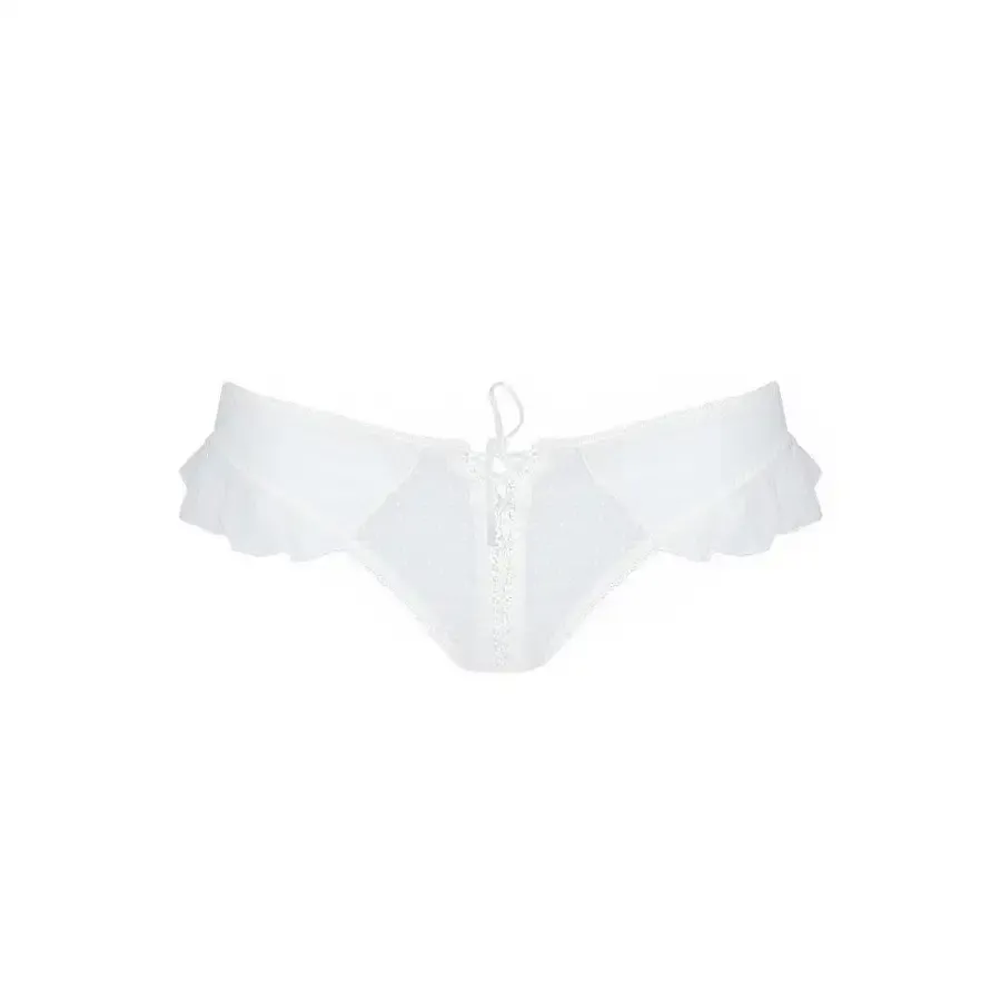 Трусики в горошок, з рюшами та шнурівкою Passion FATIN THONG L/XL, white Львів - фото 5