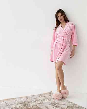 Халат жіночий велюровий під пояс Рожевий S Харків