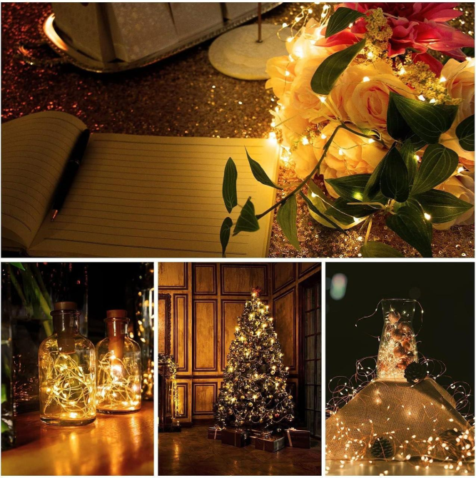 Світлодіодна гірлянда на батарейках X-mas 3м (Теплий жовтий): нитка-роса, 3хLR44 у комплекті, декор Одеса - фото 4