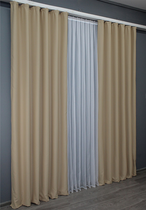 Комплект готових штор VR-Textil Блекаут Midnight № 1230ш Темний бежевий 100х290 см 2 шт (31-470) Київ - фото 12