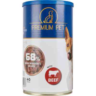 Консервы для собак PREMIUM PET Кусочки в соусе с телятиной 1.240 г (4820255192277) Винница