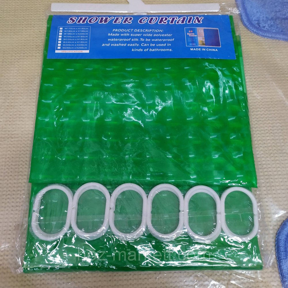 Штора в ванную силиконовая с 3 D эффектом шторка для ванной зеленая 180 х 180 см Харьков - изображение 5