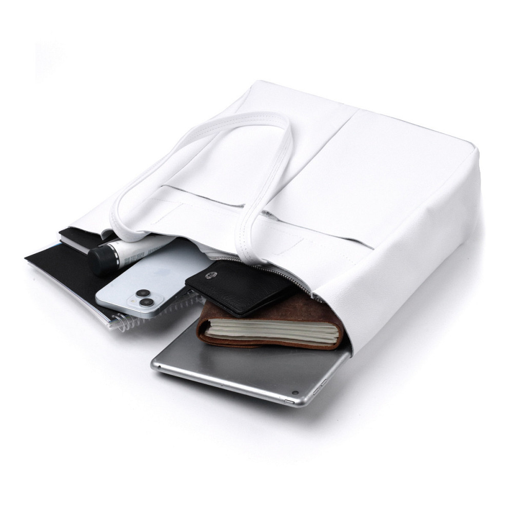 Практична сумка-шоппер із натуральної шкіри Shvigel 22844 Біла Київ - фото 4