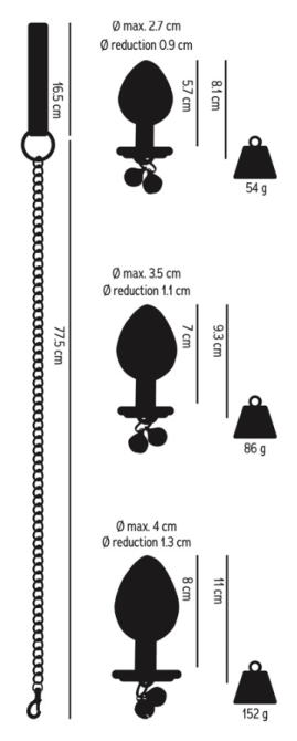 Набір із 4 пробок із повідцем Butt Plug Set with a Leash S, M, L Sex Aura Київ - фото 7
