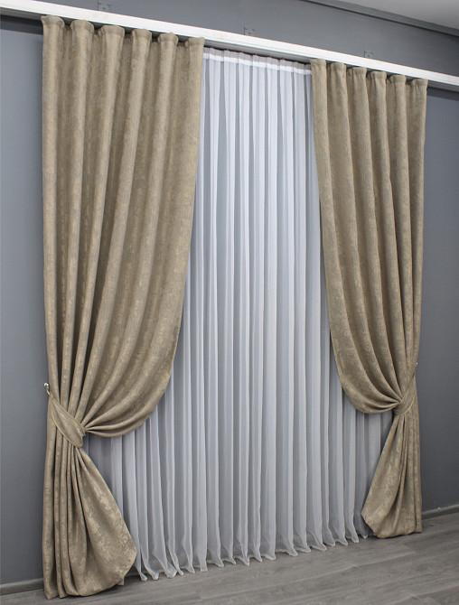 Комплект готових штор VR-Textil Жакард Sultan XO № 1683ш Капучино 100х270 см 2 шт (31-747) Київ - фото 3