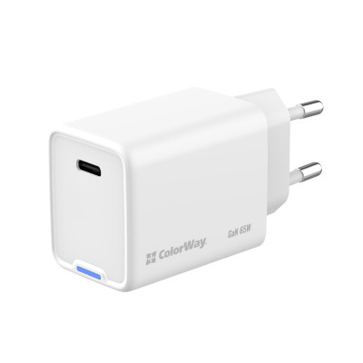 Зарядний пристрій ColorWay GaN Mini 65W PD Port PPS USB-C white (CW-CHS049PD-WT) Вінниця - фото 9