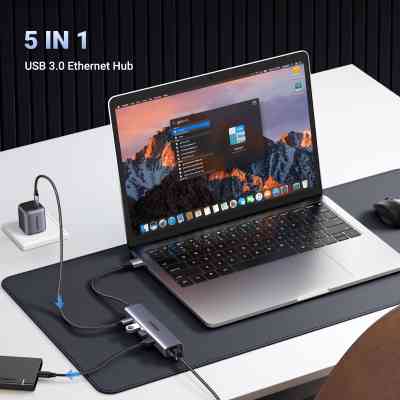 Концентратор Ugreen USB 3.0 to 3хUSB 3.0/Type-C+RJ45(1000M) Ethernet 5in1 CM475 (60554) Вінниця