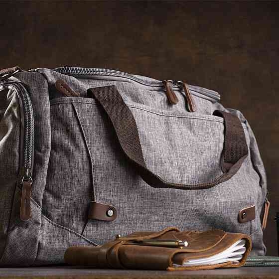 Дорожня сумка текстильна Vintage 20137 Сіра Київ