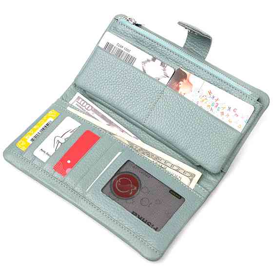 Интересное женское портмоне из натуральной кожи KARYA 21000 Бирюзовый Киев