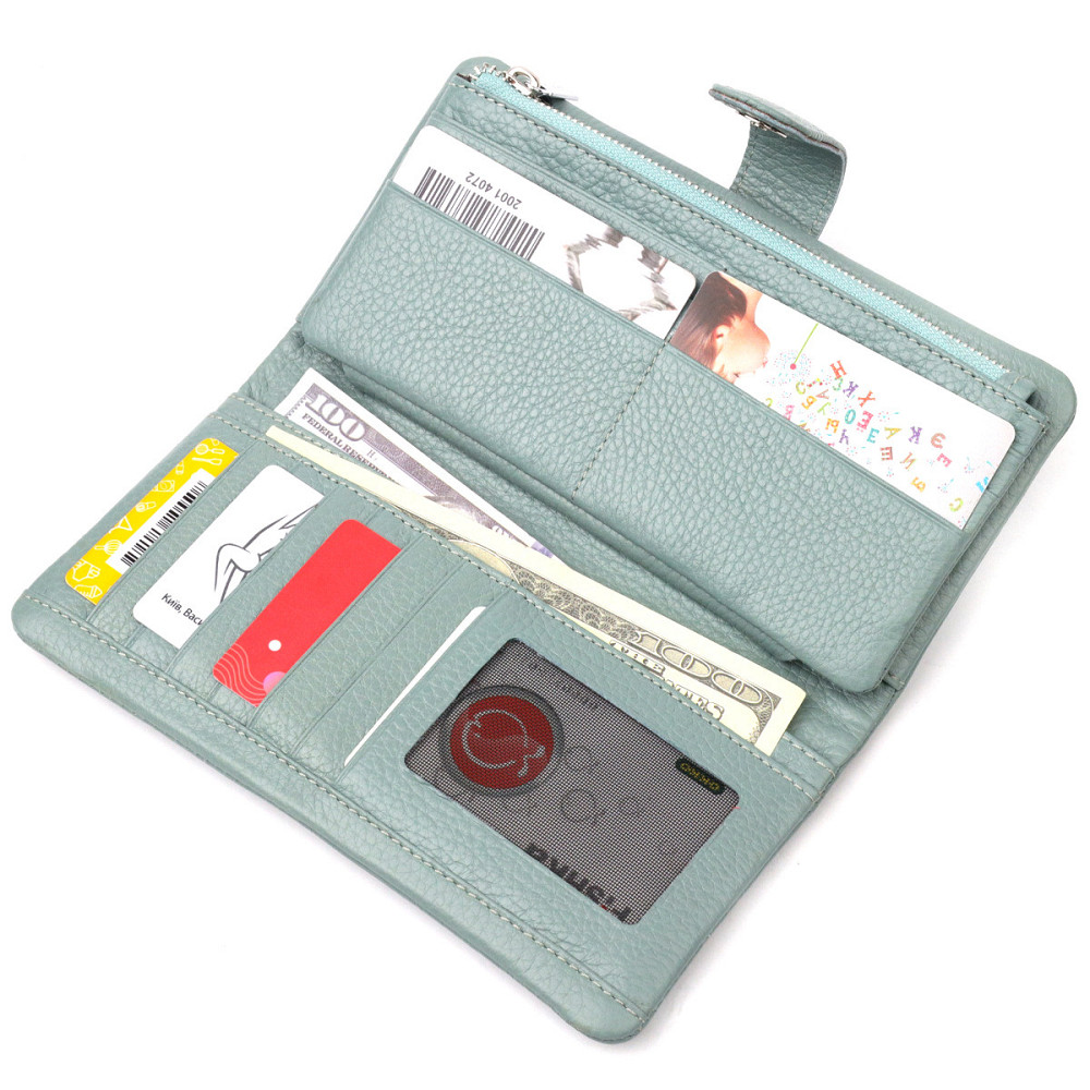 Цікаве жіноче портмоне з натуральної шкіри KARYA 21000 Бірюзовий Київ - фото 6