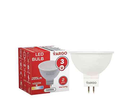 Лампа светодиодная 3W GU5,3 MR16 GU5.3 4000К 220V (V-118869) ТМ VARGO Киев