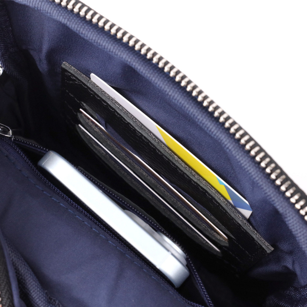 Удобная вертикальная сумка для мужчин из натуральной кожи Черный (Vintage) Киев - изображение 10