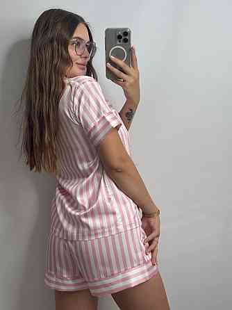 Женская пижама сатиновая Розовый полоска XS-S Харьков