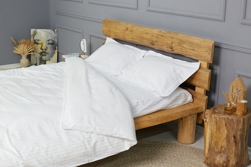 Комплект постельного белья Ideal Textile страйп-сатин белый двуспальный евро Полоска 1 см (56860696) Черновцы - изображение 7