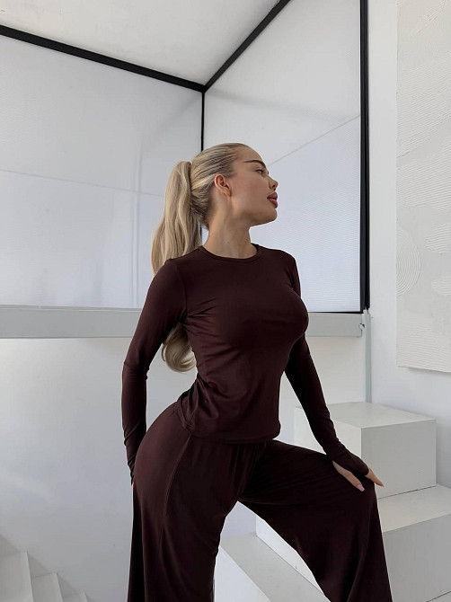 Жіночий прогулянковий костюм-двійка турецький віскоза Шоколад Одеса - фото 2