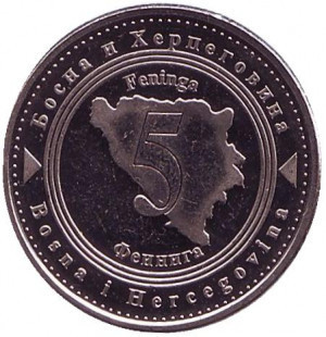 Монета 5 фенингов. 2005 год, Босния и Герцеговина. Полтава - изображение 1