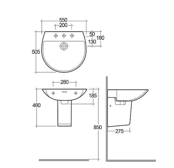 Раковина з напівніжкою RAK Ceramics Reserva 55x18.5x50.5 см (RAK0027) Білий Вінниця