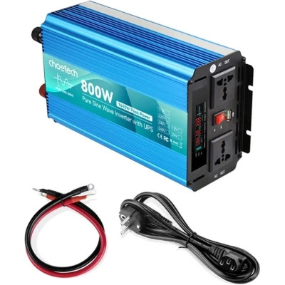 Автомобільний інвертор Choetech 12/220V 1000Вт, з функцією ДБЖ, чиста синусоїда (INV-C1000WUPS-EU) Вінниця - фото 4