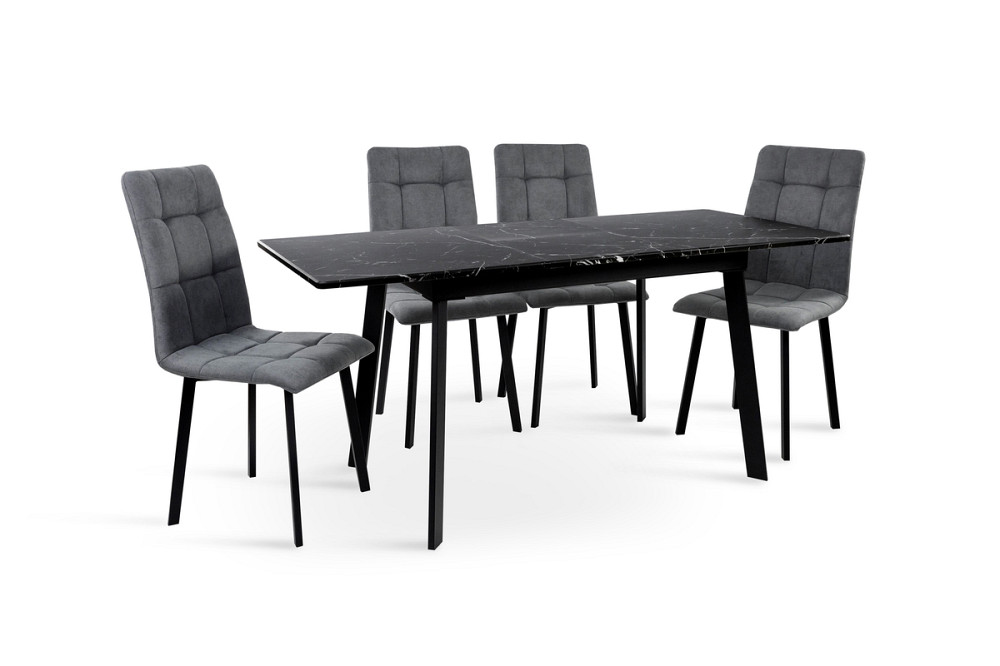 Стіл Етна 120(+40)*75 чорний метал/мрамор чорн Киев - изображение 8