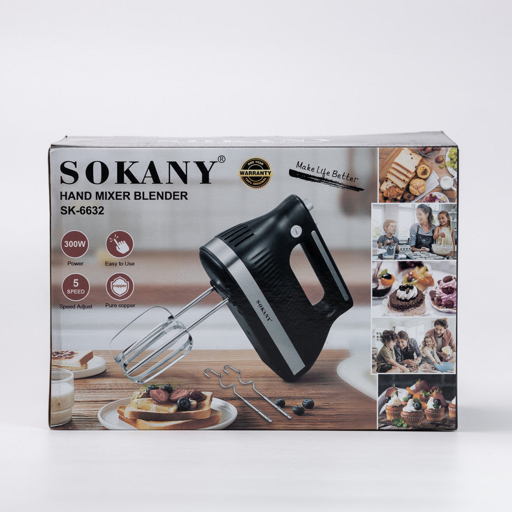 Sokany Міксер ручний з 2 насадками Sokany SK-6632 300 Вт чорний Коломыя - изображение 10