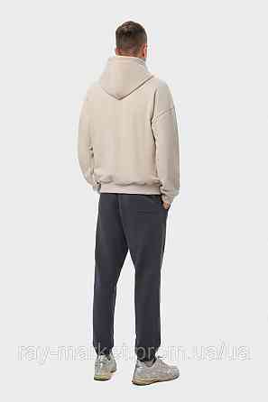 Костюм мужской худи на молнии бежевый и брюки темно-серые RAY PREMIUM LOOSE U0809 (U0809M-Cream-Dark Grey) 3XL Киев