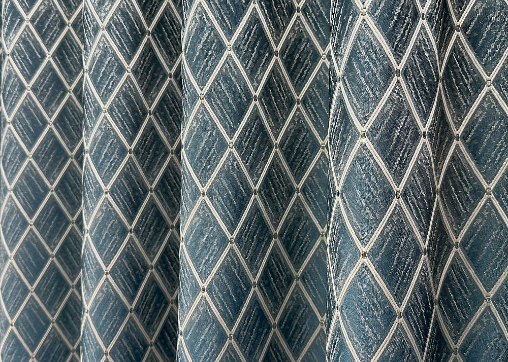 Комплект готових штор VR-Textil Жакард RUBI № 1761ш Темно-лазурний з молочним 150х300 см 2 шт (33-0721) Київ - фото 8