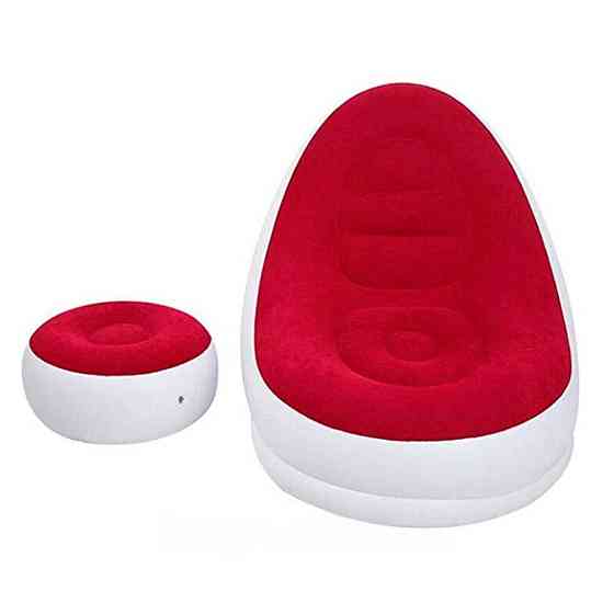 Надувний диван-крісло з пуфиком для ніг 99х130х76см Air Sofa,Червоний SBR Київ