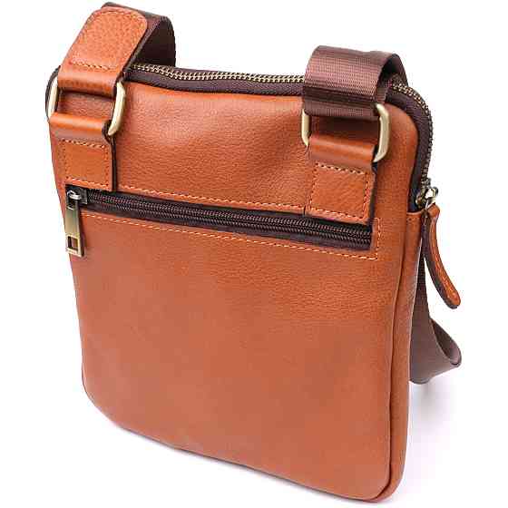 Чоловіча шкіряна сумка через плече із міцної зернистої шкіри Shvigel 23151 Рудий Київ