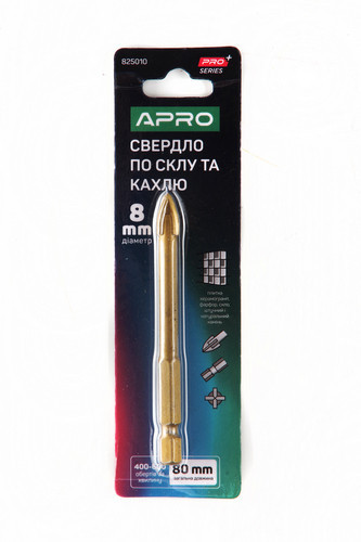 Свердло для скла та кахлю 4 грані HEX 8 мм PRO APRO Рівне - фото 1