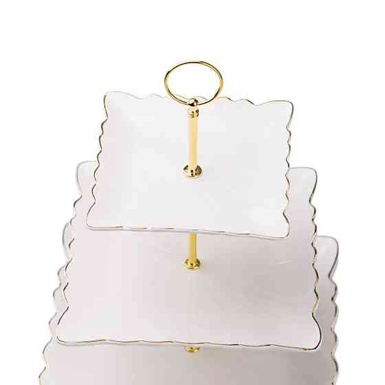 Белая трехъярусная этажерка для фруктов и десертов Киев