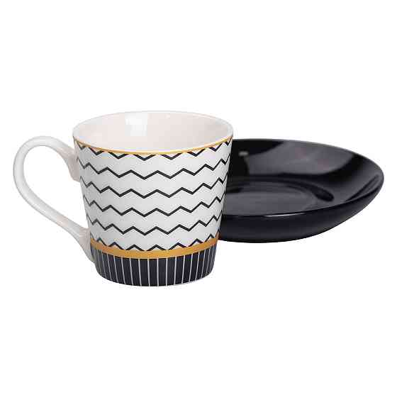 Liling Rongxiang Ceramic порцелянова чашка з чорним блюдцем 200 мл RX-N24708WH Київ