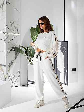 Женский стильный трендовый костюм двойка турецкая двухсторонняя ангора Молочный, 48/50 Одесса