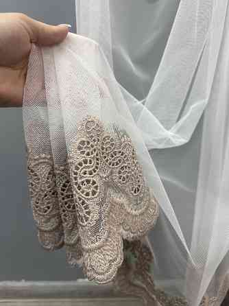 Тюль VR-Textil 1699т Грек-сетка с вышивкой Молочный с пудровым 300х270 см (42-0733) Киев