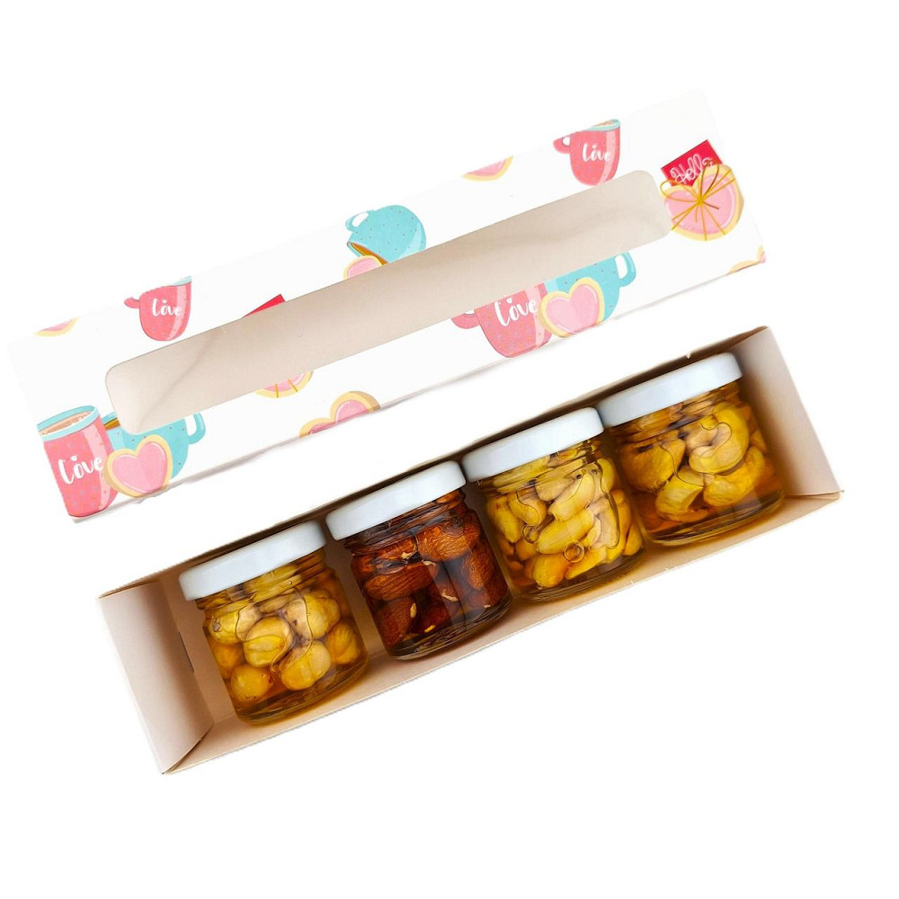 Чашечка пінал 20*5 см з віконцем з 4 шт по 50 грамів горіхи з медом Одеса - фото 3