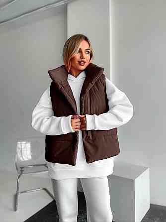Жіноча тепла жилетка на блискавці без капюшона плащівка на синтепоні Шоколад, 46/48 Одеса